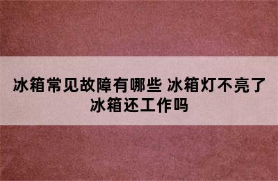 冰箱常见故障有哪些 冰箱灯不亮了冰箱还工作吗